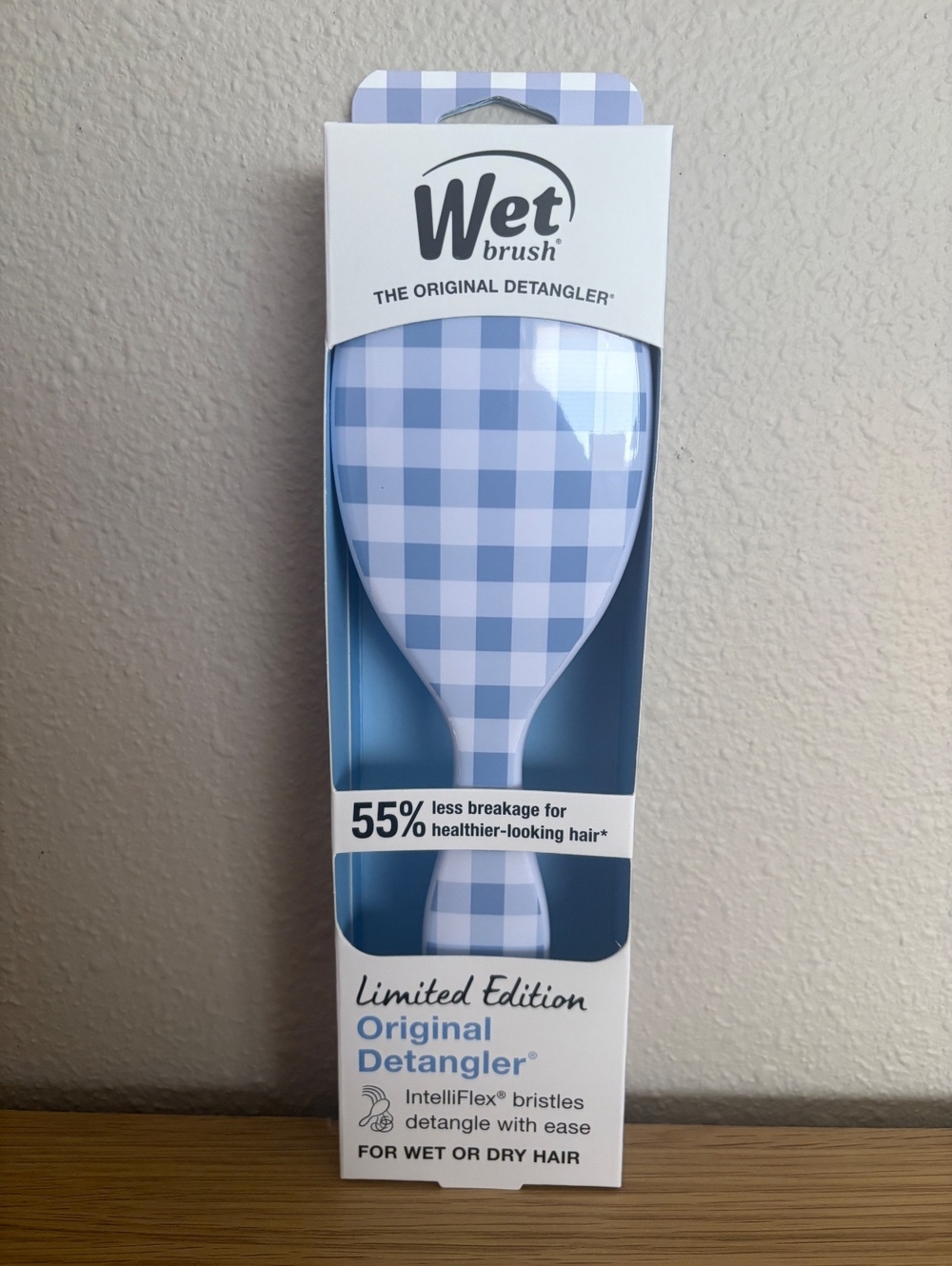 Wet Brush Original Detangler Limited Edition Blue Gingham Check Hair Brush New